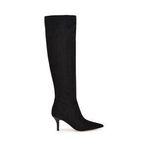 Nine West Myfin Suede Knee High Boot Pointed Toe Stiletto Heel Black SZ 6M NWOB